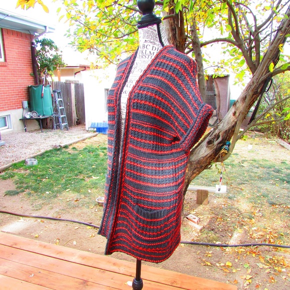 Silence + Noise Gray and Red Sweater Cardigan - Picture 3 of 5